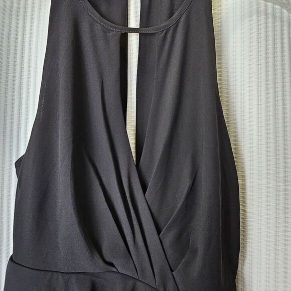 BEBE Black Tiered Dress Size 00 Halter Neck Chiffon Lined Cocktails Dinner Party - Picture 1 of 14